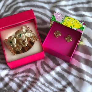 Lilly Pulitzer Elephant Earrings and Cuff